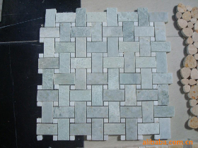 Green and White Marbles Weave Mosaci Tile