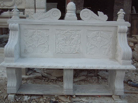 White Marble Carved Bench