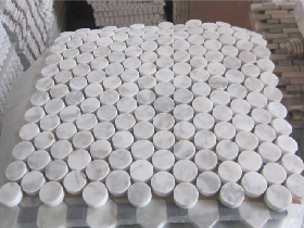 White Marble Penny Round Mosaic