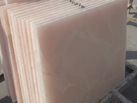 Pink Onyx Panel for Reception Countertop