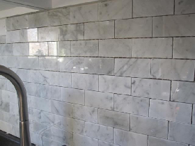 Carrara White Marble Subway Backsplash Tile