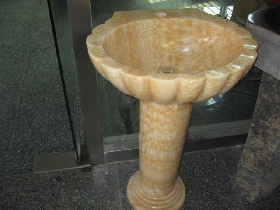 Yellow Onyx Pedestal Sink