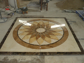 Cream Marble Floor Waterjet Medallion