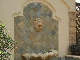 Lion Head Marble Wall Fountain